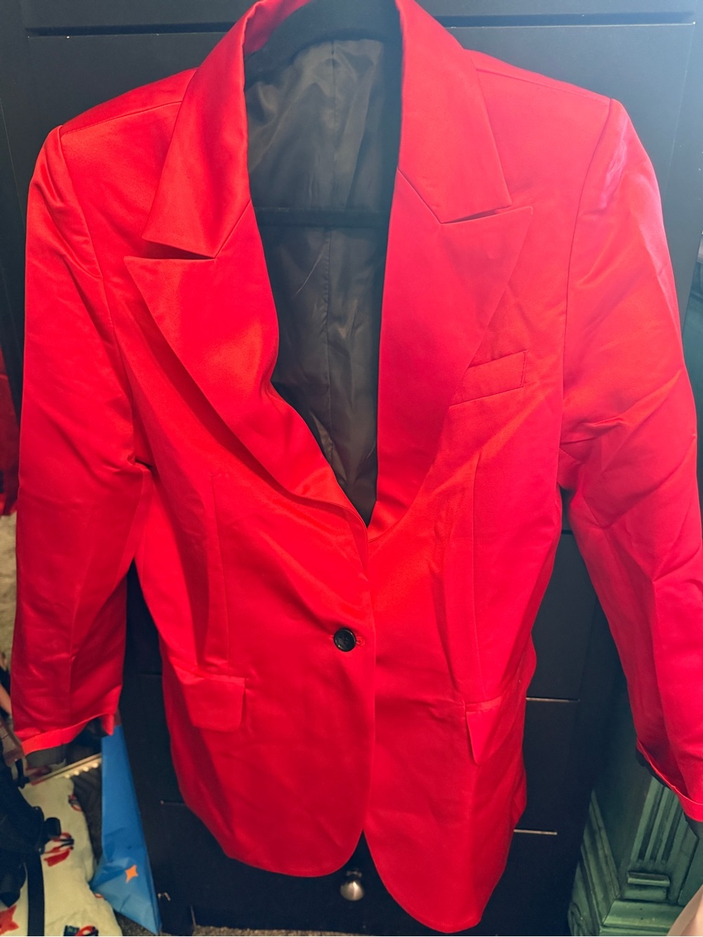 Bright Red Shiny Men’s Single-Button Blazer Jacket